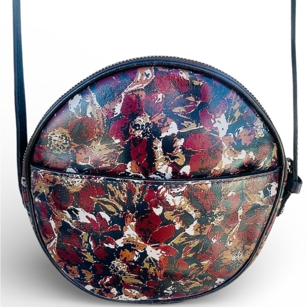 Patricia Nash Scarlet Bloom Scafati Round Canteen Crossbody Bag